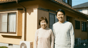 外壁塗装完成 親子の写真